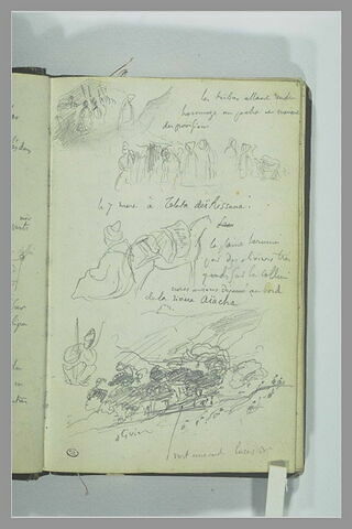 Croquis d'arabes et de paysage, note manuscrite, image 2/2