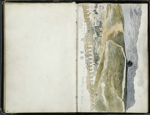 Vue des environs de Meknès, notes manuscrites