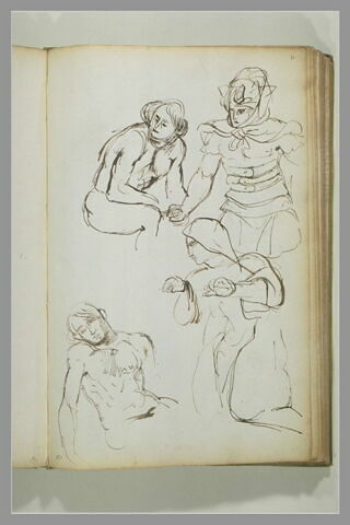 Etudes : Hommes nus assis ; soeur ; homme costumé