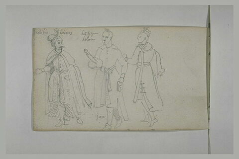 Trois études de personnages, en costume polonais