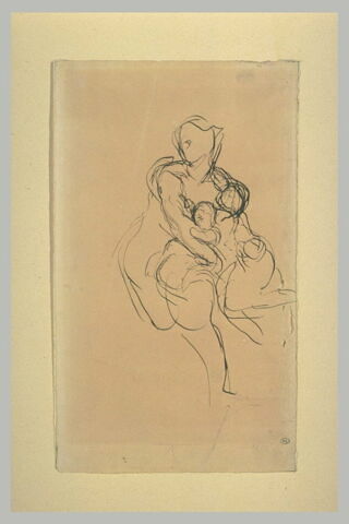 Femme nue tenant deux enfants dans ses bras, image 2/2