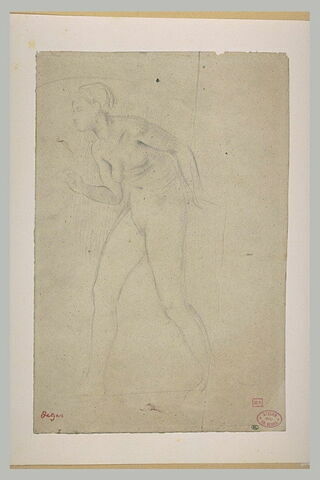 Femme nue, marchant vers la gauche, le torse penché en avant, image 2/2