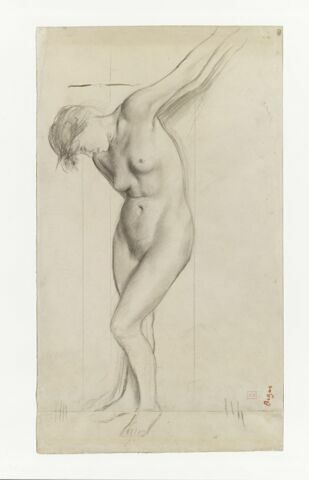 Femme nue, couchée, la tête à droite, le bras gauche écarté, image 2/2