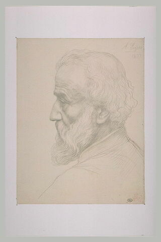 Tête d'homme âgé, aux longs cheveux ou autoportrait de profil, image 2/2