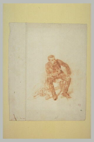 Portrait de Meissonier, assis, en costume de peintre aux Armées