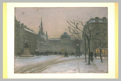 Vue du palais de Justice de Paris : façade sur le Boulevard du Palais