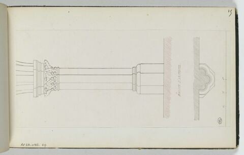 Vue en plan et en coupe d'une colonne de l'église d'Arcueil