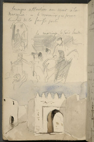 Croquis d'Arabes en groupes et d'architectures mauresques