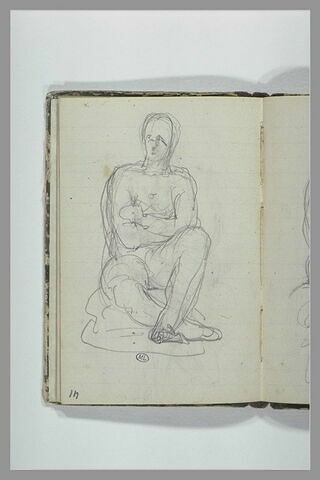 Figure assise, bras croisés