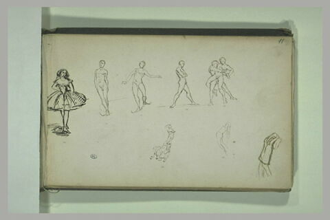 Danseuse, hommes dansant, luttant, accrobate sur un cheval, figures