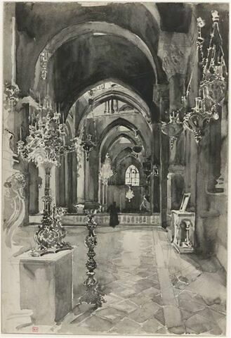 La cathédrale du Puy : extrémité ouest de la nef vue du choeur
