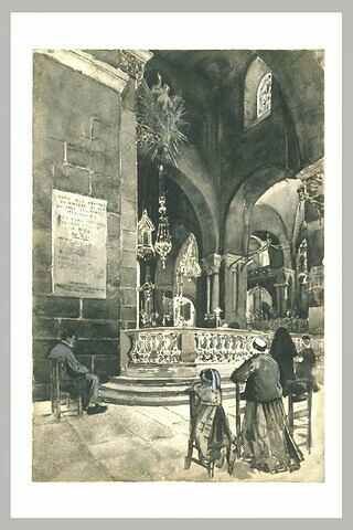 La cathédrale du Puy : devant la balustrade du choeur
