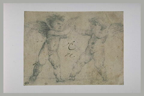 Deux putti face à face jouant, image 2/2