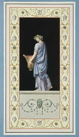 Prêtressse, couronée de laurier, portant un grand vase, image 2/2