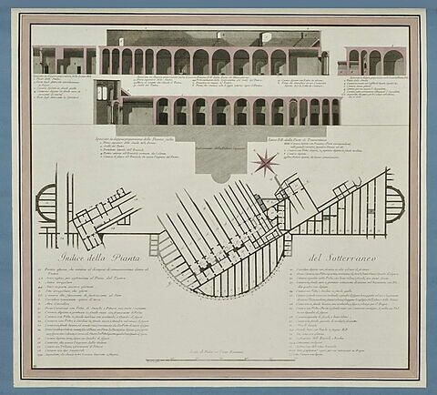 Plan des souterrains des Thermes de Titus avec une légende en italien, image 2/2