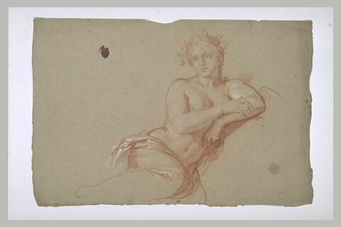 Femme demi-nue, assise