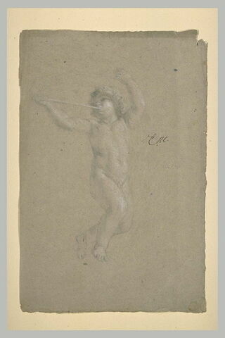 Enfant nu, volant, la tête tournée vers la gauche, image 2/2