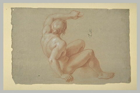 Femme nue, assise, vue presque de dos