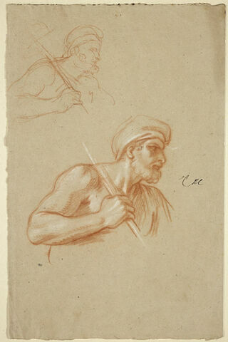 Homme en buste, coiffé d'un turban