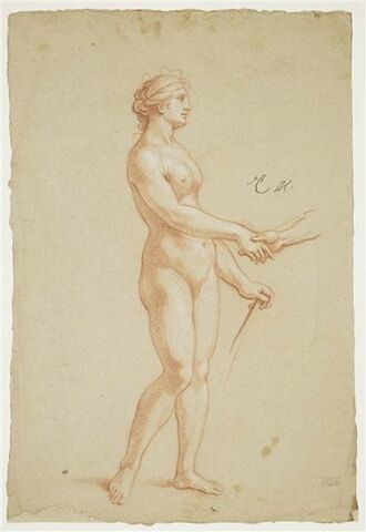 Femme nue, debout de profil