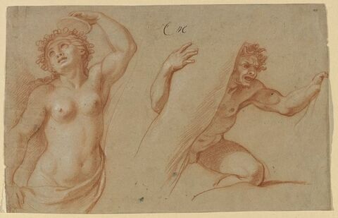 Une bacchante et un satyre