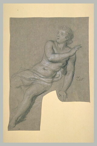 Femme demi-nue, assise