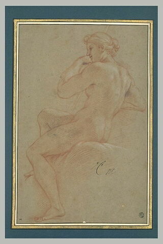 Femme nue, assise, de plofil