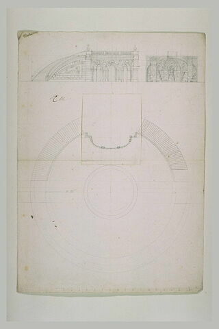 Plan, élévation et coupe d'une grotte avec fontaines, image 2/6