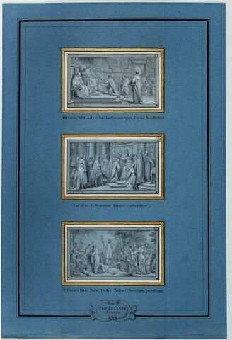 Henri VIII faisant offrir au pape Léon X un ouvrage contre Luther, image 2/3