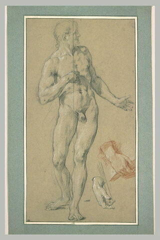 Homme nu, de face, et deux études de mains, image 2/2