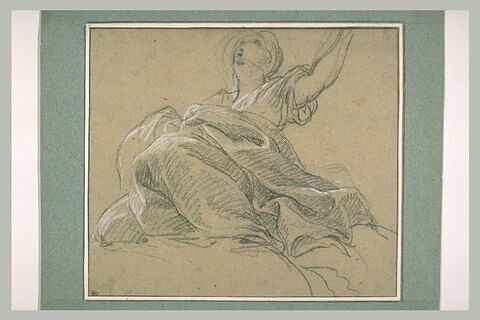 Femme drapée et assise sur des nuages, image 2/2