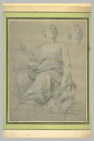 Femme drapée, assise, levant la tête, et reprise de la tête, image 2/2