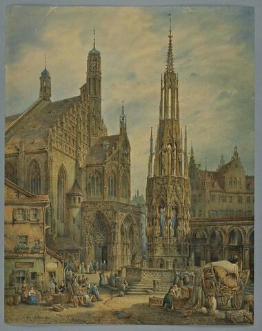 Vue extérieure de l'église Notre-Dame de la Belle Fontaine à Nuremberg