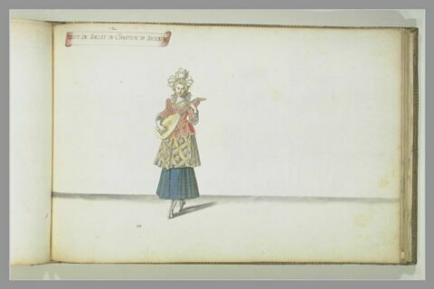 Récit du Ballet du château de Bicêtre, femme jouant de la mandoline