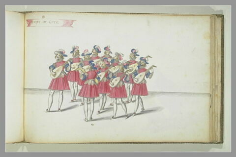 Musique de Lutz, groupe de onze figures jouant du luth