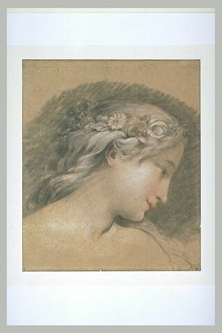 Tête de jeune fille couronnée de roses, vue de profil : Hébé, image 2/2