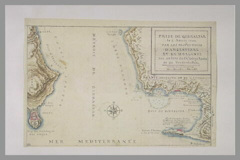 Carte du détroit de Gibraltar pour la prise de cette forteresse en 1704