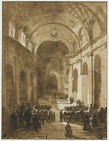 Intérieur de l'église de Saint-Louis-des-Français à Rome, un jour de fête