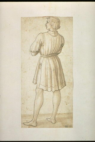 Jeune homme debout, vu de trois-quarts par le dos, tourné vers la gauche, en profil fuyant, image 4/5