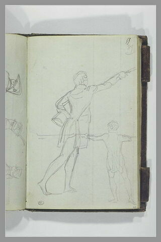 Homme à demi vêtu, s'élançant vers la droite ; homme, vu de dos, image 2/2