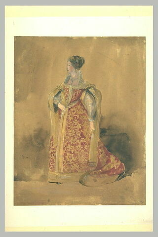 Projet de costume pour la reine Elisabeth d'Angleterre