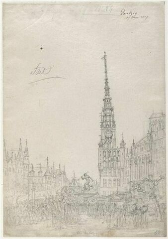 Vue d'une place de forme allongée