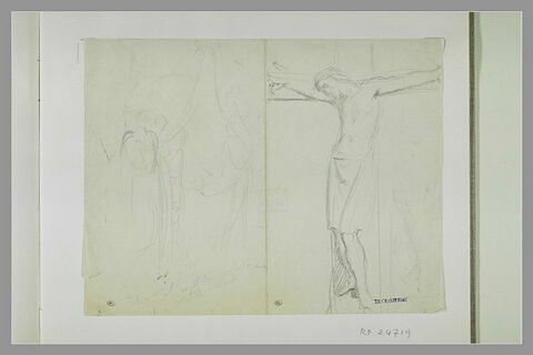 Deux figures agitant des encensoirs ; christ