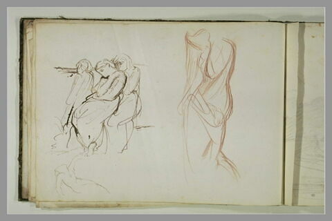 Trois femmes ; figure nue ; femme demi nue, de trois quarts