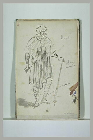 Croquis d'homme oriental s'appuyant sur bâton