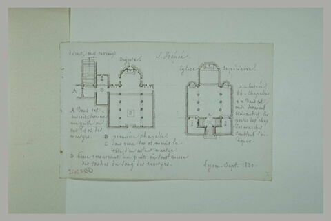 Deux plans d'une église à Lyon