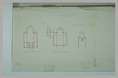 Plans d'église et plan d'un calvaire