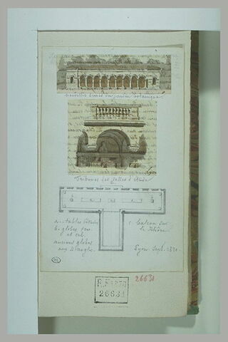 Nouvelles serres du jardin botanique à Lyon ; élévation ; détail ; plan