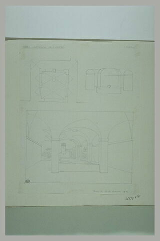 Rome : Lavoir de San Isidore ; plan, coupe, élévation