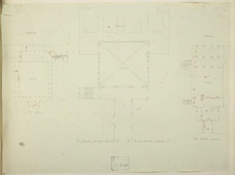 Plan du palazzo Gavassini à Ferrare et plan de deux autres édifices